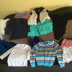 Bundle clothes size 10-12 and Mine boots size 1